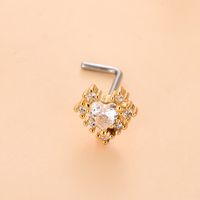 Simple Style Heart Shape Stainless Steel Plating Zircon Nose Studs 1 Piece sku image 12