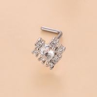 Simple Style Heart Shape Stainless Steel Plating Zircon Nose Studs 1 Piece sku image 7