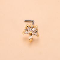 Simple Style Heart Shape Stainless Steel Plating Zircon Nose Studs 1 Piece sku image 24