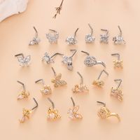 Simple Style Heart Shape Stainless Steel Plating Zircon Nose Studs 1 Piece main image 4