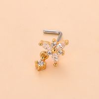 Simple Style Heart Shape Stainless Steel Plating Zircon Nose Studs 1 Piece sku image 16
