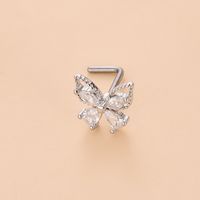 Simple Style Heart Shape Stainless Steel Plating Zircon Nose Studs 1 Piece sku image 8