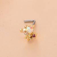 Fashion Heart Shape Butterfly Stainless Steel Copper Plating Inlay Zircon Nose Studs 1 Piece sku image 18