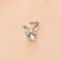 Fashion Heart Shape Butterfly Stainless Steel Copper Plating Inlay Zircon Nose Studs 1 Piece sku image 6