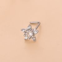 Fashion Heart Shape Butterfly Stainless Steel Copper Plating Inlay Zircon Nose Studs 1 Piece sku image 3