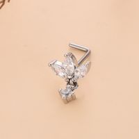Simple Style Heart Shape Stainless Steel Plating Zircon Nose Studs 1 Piece sku image 21