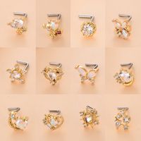 Fashion Heart Shape Butterfly Stainless Steel Copper Plating Inlay Zircon Nose Studs 1 Piece main image 1