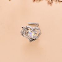 Fashion Heart Shape Butterfly Stainless Steel Copper Plating Inlay Zircon Nose Studs 1 Piece sku image 13