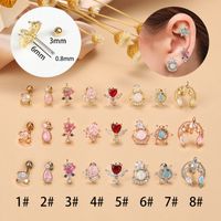 Fashion Star Heart Shape Stainless Steel Copper Plating Inlay Zircon Ear Studs 1 Piece main image 1
