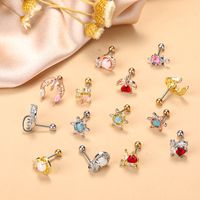 Fashion Star Heart Shape Stainless Steel Copper Plating Inlay Zircon Ear Studs 1 Piece main image 3