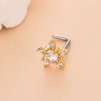 Fashion Heart Shape Butterfly Stainless Steel Copper Plating Inlay Zircon Nose Studs 1 Piece sku image 11