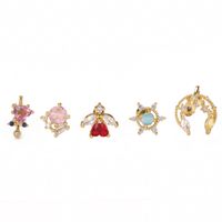 Fashion Star Heart Shape Stainless Steel Copper Plating Inlay Zircon Ear Studs 1 Piece main image 2