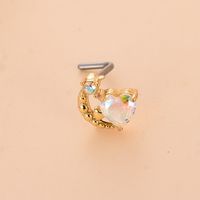 Fashion Heart Shape Butterfly Stainless Steel Copper Plating Inlay Zircon Nose Studs 1 Piece sku image 17