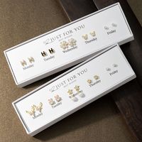 1 Set Cute Star Bow Knot Inlay Copper Zircon Ear Studs main image 1