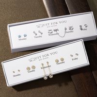 1 Set Japanese Style Water Droplets Inlay Copper Zircon Ear Studs main image 1
