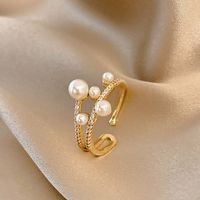 Elegant Geometrisch Kupfer Inlay Künstliche Perlen Ringe main image 3