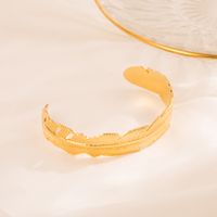 Fashion Hexagon Sun Feather Stainless Steel Hollow Out Turquoise Gold Plated Bangle main image 2