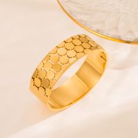 Fashion Hexagon Sun Feather Stainless Steel Hollow Out Turquoise Gold Plated Bangle main image 4