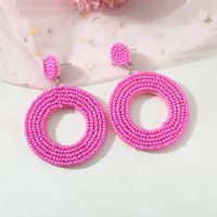 1 Pair Vacation Circle Plastic Epoxy Beads Silver Plated Women's Drop Earrings sku image 1