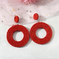 1 Pair Vacation Circle Plastic Epoxy Beads Silver Plated Women's Drop Earrings sku image 2
