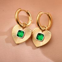 1 Pair Retro Classic Style Sector Heart Shape Plating Inlay Stainless Steel Zircon Drop Earrings main image 8