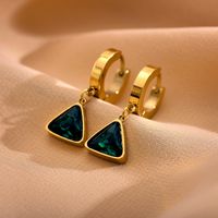 1 Pair Simple Style Triangle Plating Inlay Stainless Steel Zircon Gold Plated Drop Earrings main image 1