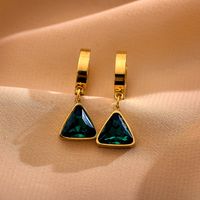 Simple Style Triangle Copper Patchwork Zircon Drop Earrings 1 Pair main image 4