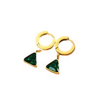 1 Pair Simple Style Triangle Plating Inlay Stainless Steel Zircon Gold Plated Drop Earrings main image 3