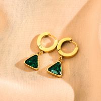 1 Pair Simple Style Triangle Plating Inlay Stainless Steel Zircon Gold Plated Drop Earrings main image 2