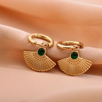 1 Pair Retro Classic Style Sector Heart Shape Plating Inlay Stainless Steel Zircon Drop Earrings main image 5