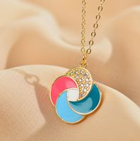 Cute Windmill Titanium Steel Copper Enamel Inlay Zircon Necklace main image 8