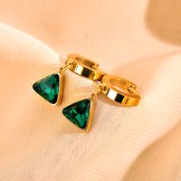 1 Pair Simple Style Triangle Plating Inlay Stainless Steel Zircon Gold Plated Drop Earrings main image 4