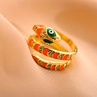 Punk Snake Copper Inlaid Zircon Rings main image 5