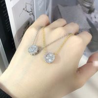 Lady Round Copper Plating Inlay Zircon Pendant Necklace main image 4
