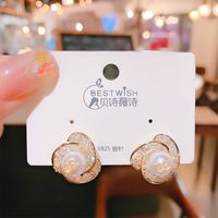 Fashion Flower Copper Plating Zircon Ear Studs 1 Pair main image 6