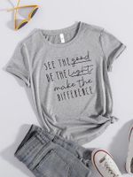 Women's T-shirt Short Sleeve T-shirts Printing Casual Letter main image 4