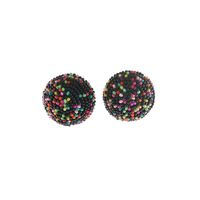 1 Pair Vacation Round Plastic Resin Silver Plated Women's Ear Studs main image 2