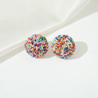 1 Pair Vacation Round Plastic Resin Silver Plated Women's Ear Studs sku image 1