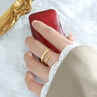 Fashion Solid Color Titanium Steel Hollow Out Open Ring 1 Piece main image 3