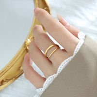 Fashion Solid Color Titanium Steel Hollow Out Open Ring 1 Piece main image 6