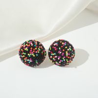 1 Pair Vacation Round Plastic Resin Silver Plated Women's Ear Studs sku image 3