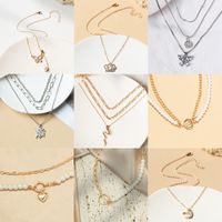 1 Piece Fashion Snake Butterfly Alloy Pearl Inlay Artificial Diamond Women's Pendant Necklace main image 3