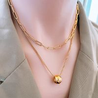 Sweet Ball Titanium Steel Plating Layered Necklaces 1 Piece main image 1