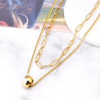 Sweet Ball Titanium Steel Plating Layered Necklaces 1 Piece main image 5