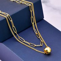 Sweet Ball Titanium Steel Plating Layered Necklaces 1 Piece main image 3
