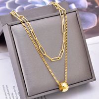 Sweet Ball Titanium Steel Plating Layered Necklaces 1 Piece main image 2