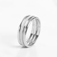 Simple Style Circle Solid Color Titanium Steel Plating Rings 1 Set sku image 1