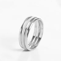 Simple Style Circle Solid Color Titanium Steel Plating Rings 1 Set sku image 3