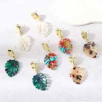 1 Pair Fashion Leaves Plastic Resin Gold Plated Women's Drop Earrings main image 7