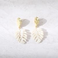 1 Pair Fashion Leaves Plastic Resin Gold Plated Women's Drop Earrings main image 5